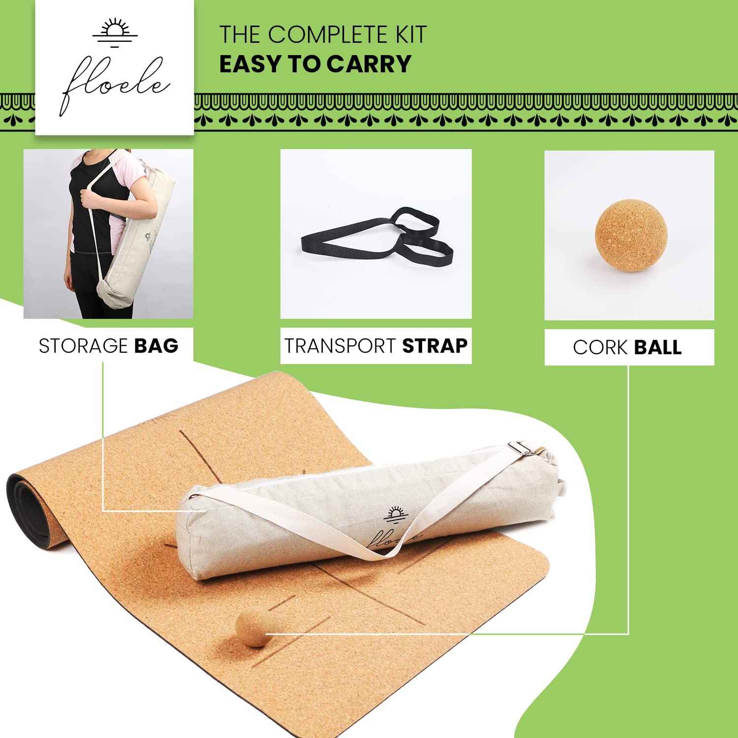 The Best Natural Cork Tote Bag with Yoga Mat Holder
